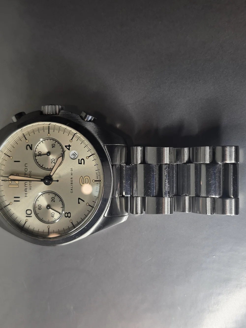 Hamilton Khaki pilot pioneer Chronograph Men's Watch Steel bracelet- H76416155
